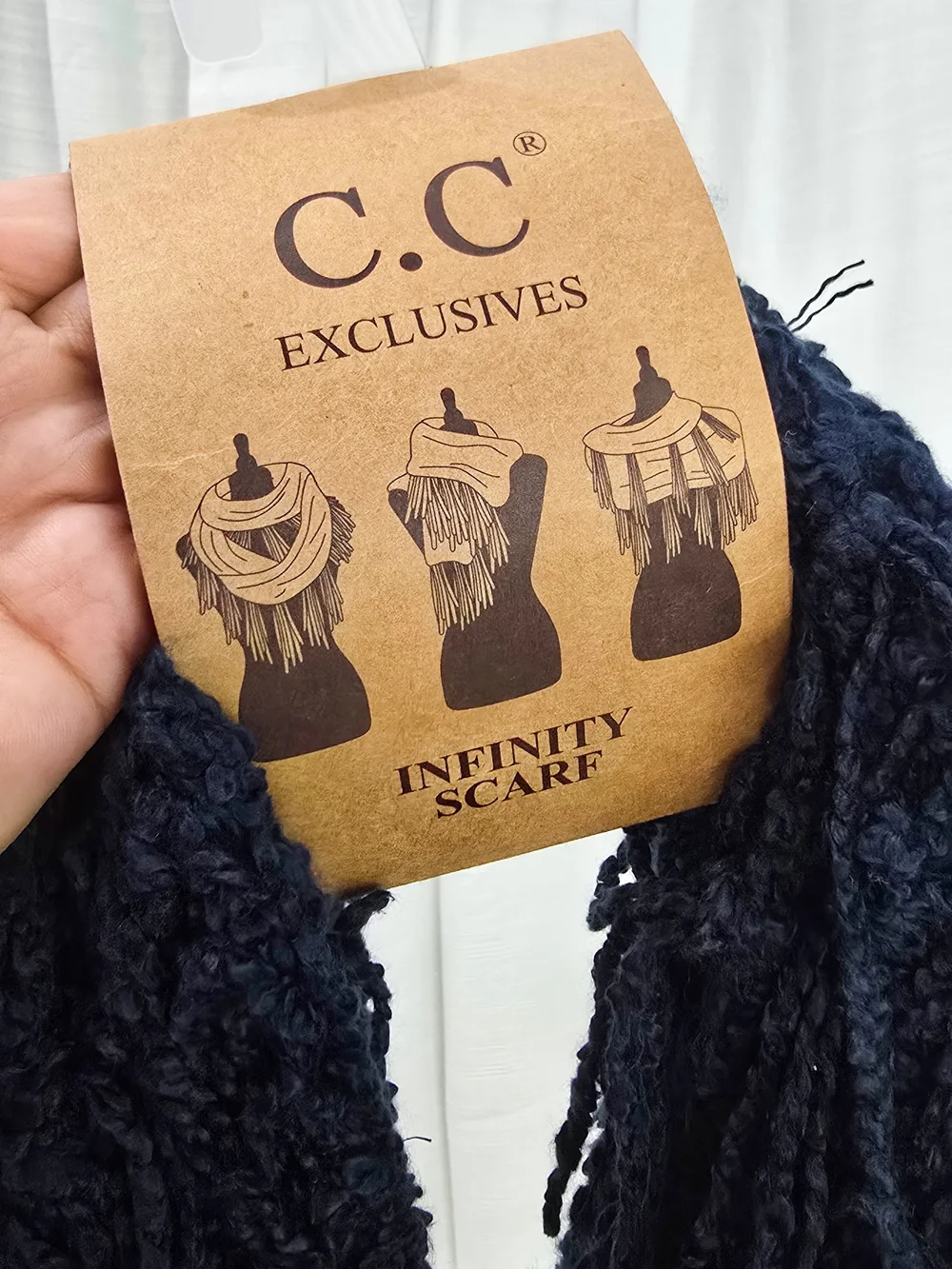 Cozy Infinity Scarf- Navy Scarf - C.C. Exclusives infinity scarf